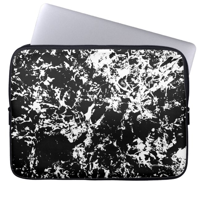 Funda Para Portátil Formación de hielo abstracto en blanco y negro (Frente)