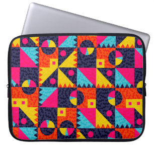 Funda Para Portátil Formas geométricas abstractas. Ilustración retro c