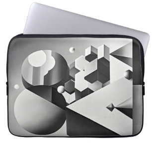 Funda Para Portátil Formas geométricas de gris blanco negro