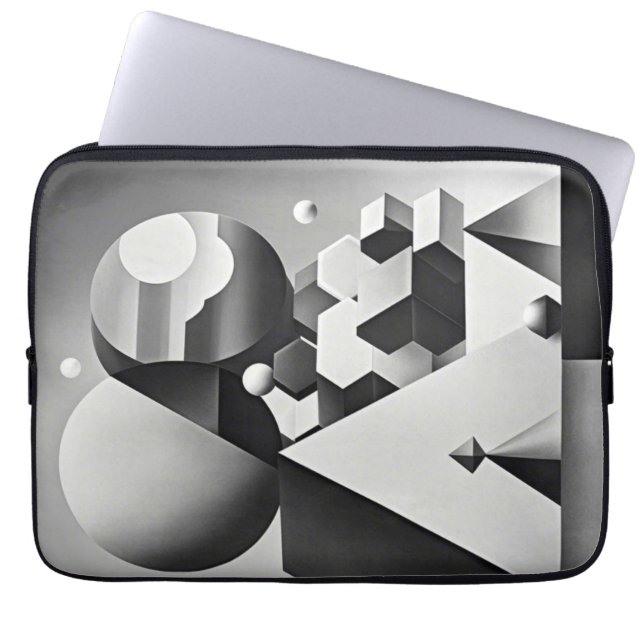 Funda Para Portátil Formas geométricas de gris blanco negro (Frente)