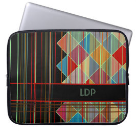 Funda Para Portátil Formas rayadas del triángulo con iniciales en