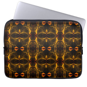 Funda Para Portátil Formas, 'trazos dorados flotan' sobre fondo oscuro