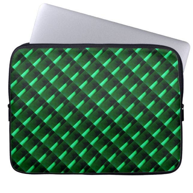 Funda Para Portátil Formas verdes y claras oscuras con ilusión luminos (Frente)