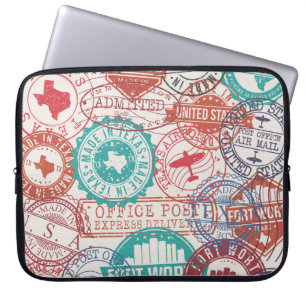 Funda Para Portátil Fort Worth Texas: sellos de viaje.