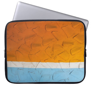 Funda Para Portátil Foto de arte naranja, blanco y azul