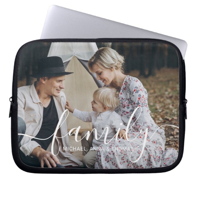 Funda Para Portátil Foto de familia de personalizados con nombre perso (Frente)