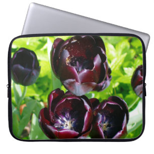 Funda Para Portátil Foto de tulipanes negros malva verde vintage holan