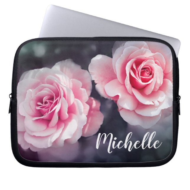 Funda Para Portátil Foto floral de rosas rosadas personalizados (Frente)