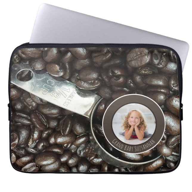 Funda Para Portátil Foto personalizado Café tostado frijol escocés pla (Frente)