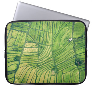 Funda Para Portátil Fotografía aérea del campo de cultivo verde