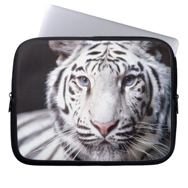 Funda Para Portátil Fotografía blanca del tigre de Bengala (Frente)