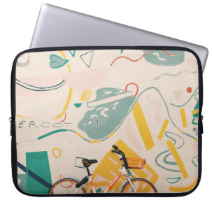 FUNDA PARA PORTÁTIL FOTOGRAFÍA DE BICICLETA BLANCA Y NARANJA