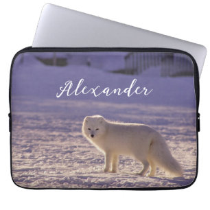 Funda Para Portátil Fotografía de invierno de la nieve de Fox blanca