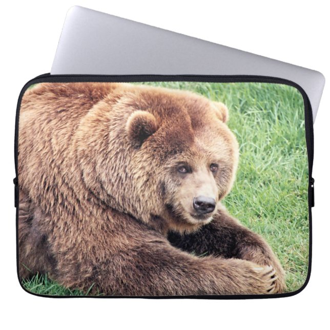 Funda Para Portátil Fotografía de Oso Marrón Cuerdo (Frente)