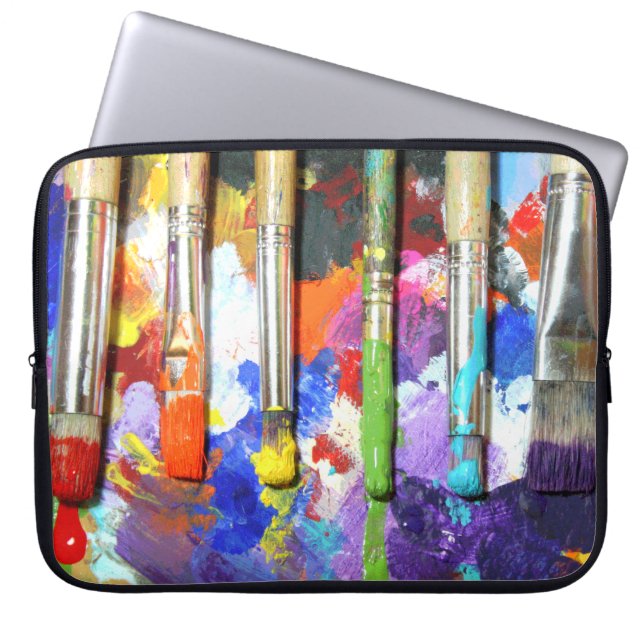 Funda Para Portátil Fotografía en curso de la brocha de los arco iris (Frente)