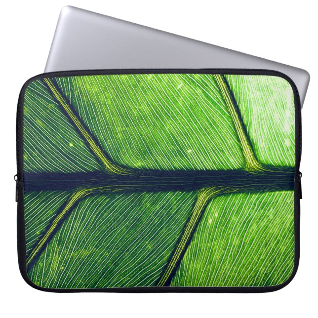 Funda Para Portátil Fotografía macro de hoja verde (Frente)
