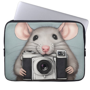 Funda Para Portátil Fotógrafo de Cute Rat