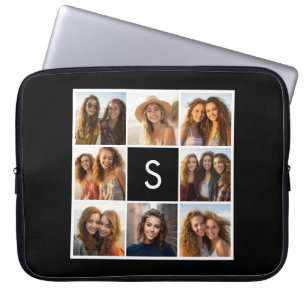 Funda Para Portátil Fotomontaje en blanco y negro con monograma person