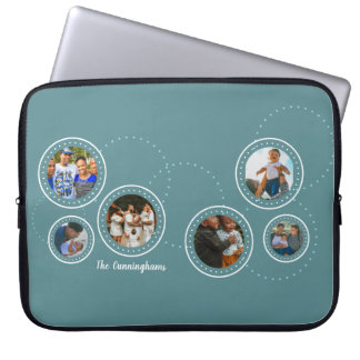 Funda Para Portátil Fotos modernas de 6 redondos en azul turquesa