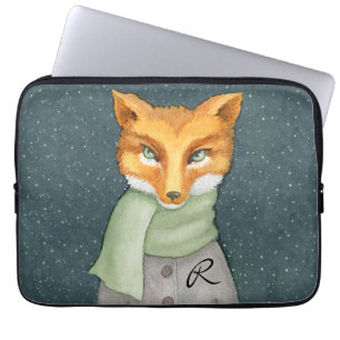 Funda Para Portátil Fox de Woodland en invierno con monograma