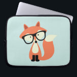 Funda Para Portátil Fox rojo del inconformista lindo<br><div class="desc">Ilustracion adorable de un zorro rojo lindo que lleva un par de vidrios clasificados excesivos.</div>