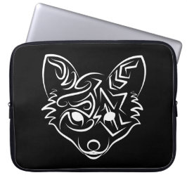 Funda Para Portátil Fox tribal negra y blanca