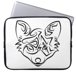 Funda Para Portátil Fox tribal negra y blanca