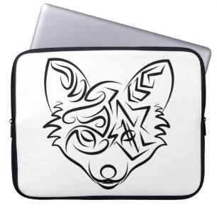 Funda Para Portátil Fox tribal negra y blanca