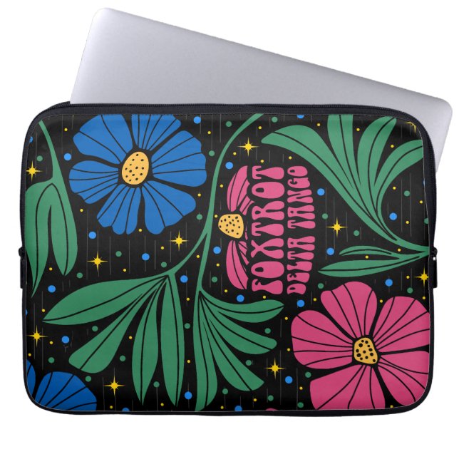 Funda Para Portátil Foxtrot Delta Tango Flower Boho (Frente)