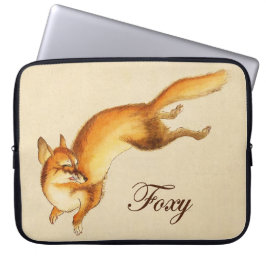 Funda Para Portátil "Foxy" - Esbozo japonés vintage de un zorro