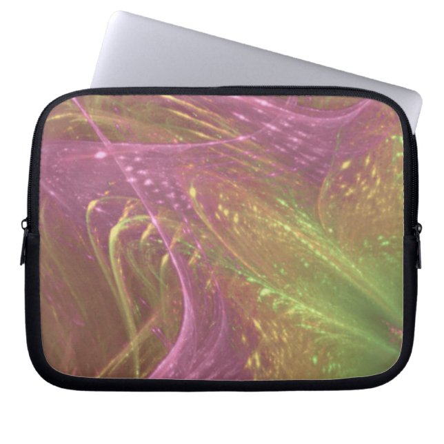 Funda Para Portátil Fractal asimétrico magnético verde (Frente)