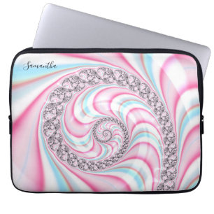 Funda Para Portátil Fractal de espiral de caña azul pastel
