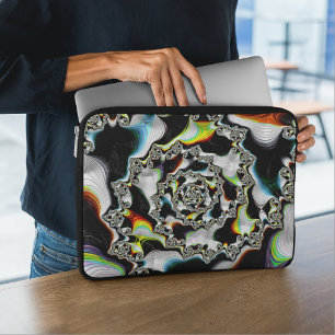 Funda Para Portátil Fractal de espiral psicodélica colorida moderna