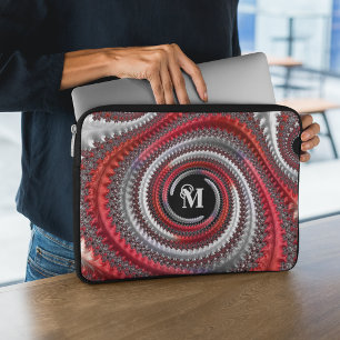 Funda Para Portátil Fractal de gradiente negro rojo personalizado
