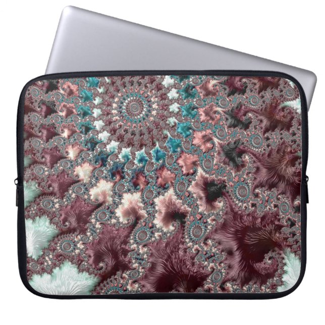 Funda Para Portátil Fractal espiral bohemiana ecléctica retro Groovy (Frente)