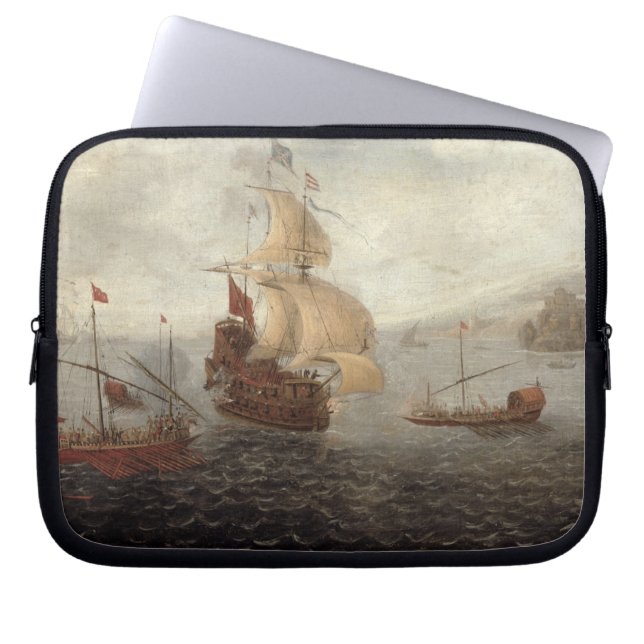 Funda Para Portátil Fragata inglesa de la galera flanqueada por vagos (Frente)