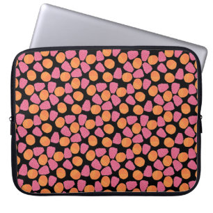 Funda Para Portátil Frambuesas, mandarinas en azul turquesa brillante