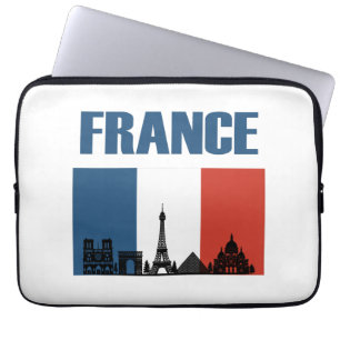 Funda Para Portátil France Travel - Paris City Skyline French Flag