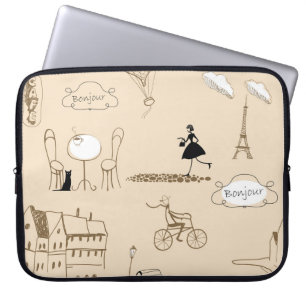 Funda Para Portátil Francés rosado: Diseño de patrones de Moda.