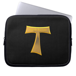 Funda Para Portátil Franciscan Tau Cross Pax Et Bonum Gold Metallic