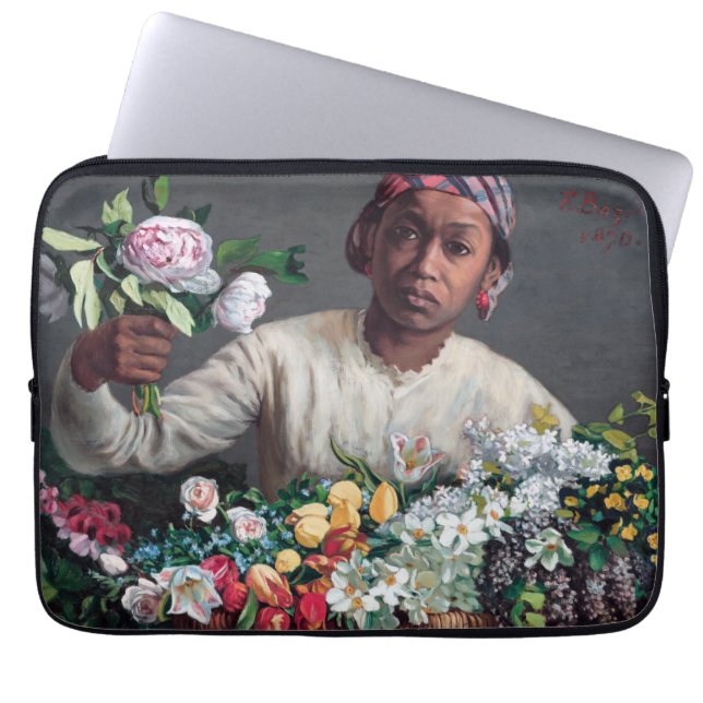 Funda Para Portátil Frederic Bazille - Joven mujer con peonías (Frente)