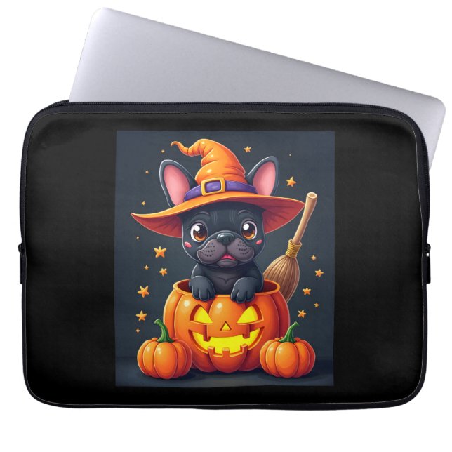 Funda Para Portátil French Bulldog Witch Pumpkin Halloween Mens Womens (Frente)