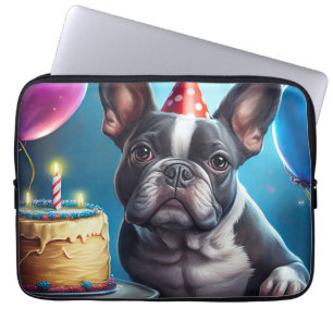 Funda Para Portátil Frenchie Birthday Bash: Un lindo Bulldog francés