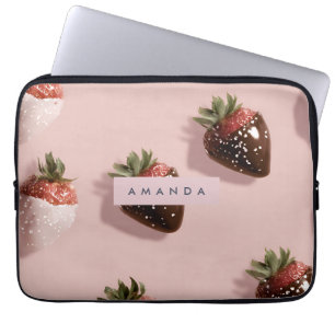 Funda Para Portátil Fresa personalizada de color rosa-crema de chocola