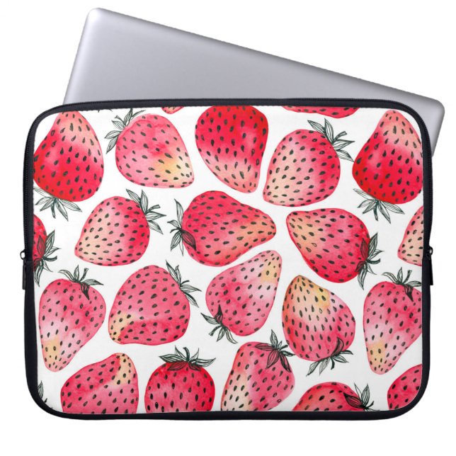 Funda Para Portátil Fresas acuarela y tinta (Frente)