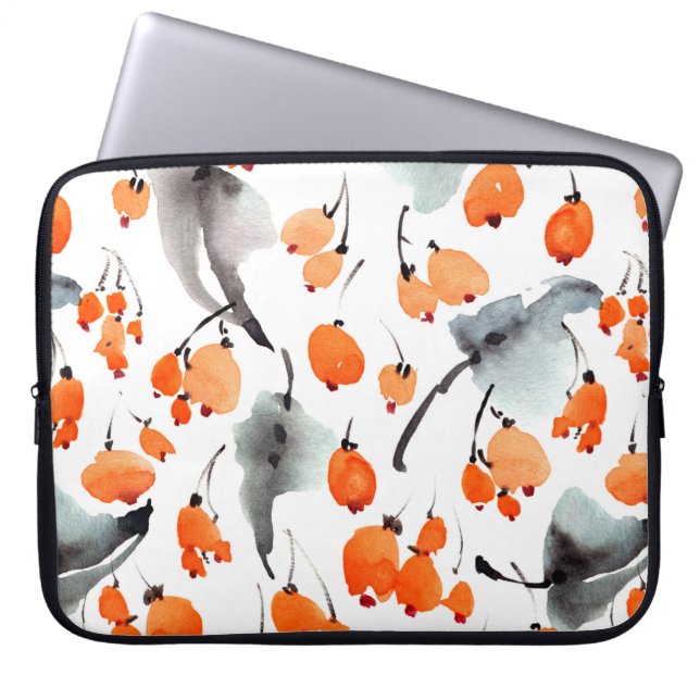 Funda Para Portátil Fresas acuáticas y hojas patrón de ilustracion (Frente)