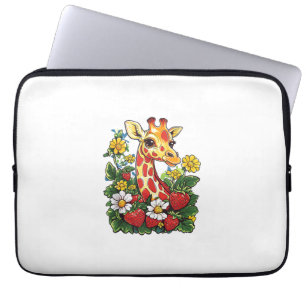 Funda Para Portátil Fresas de jirafa y flores café gráfico Gira
