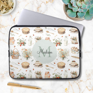 Funda Para Portátil Fresas Florales Caprichosas Monogramadas País