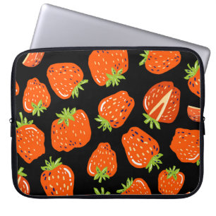 Funda Para Portátil Fresas negras: Textura vintage sin foco