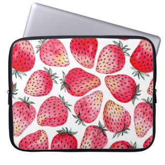 Funda Para Portátil Fresas pintadas con acuarela y marea negra